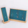 Dark Green Creative Bamboo and Wood Flannel Bracelet Necklace Display Stand Frame Suspension Jewelry Display
