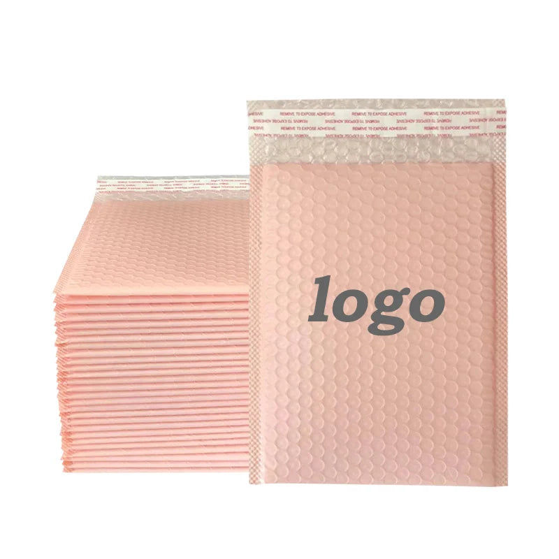 Ready Stock Logo Pink Black Packaging Shipping Bag Padded Envelope Paper Bubble Mailer for Jewelry for Shoes Durable Poly Bubble