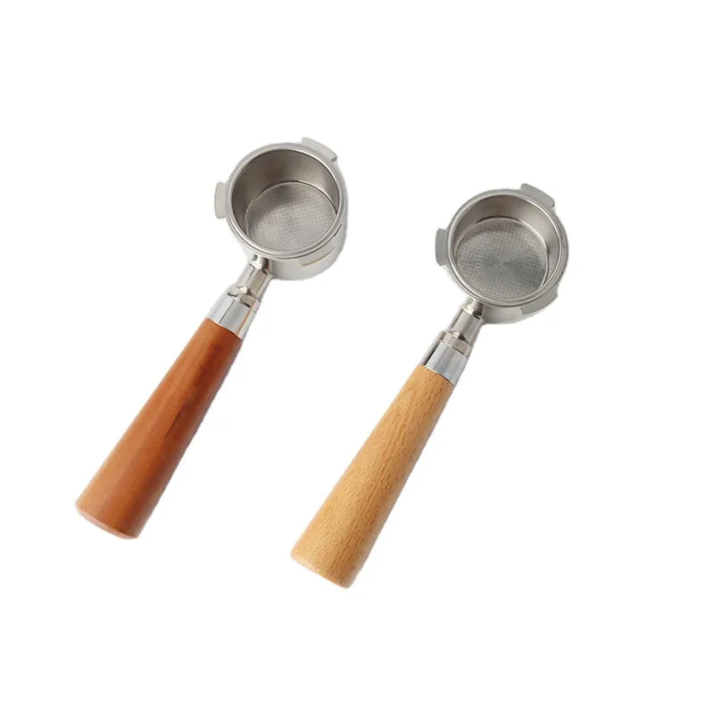 51mm/54mm/58mm Stainless Steel Bottomless Coffee Portafilter with Wood Handle