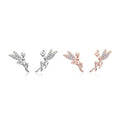 925 Sterling Silver Rose Gold Angel Elevs Stud Earrings for Women Fairy Elf Earring Shiny Zircon Jewelry Wedding Gift BSE046