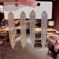 Luxury Long Chandelier Wedding Bridal Drop Earring Exaggerate Crystal Rhinestone Statement Dangle Tassel Earrings Jewelry Women