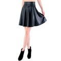 Girls Black Skater Dress Faux Leather A-line Skirts for Ladies