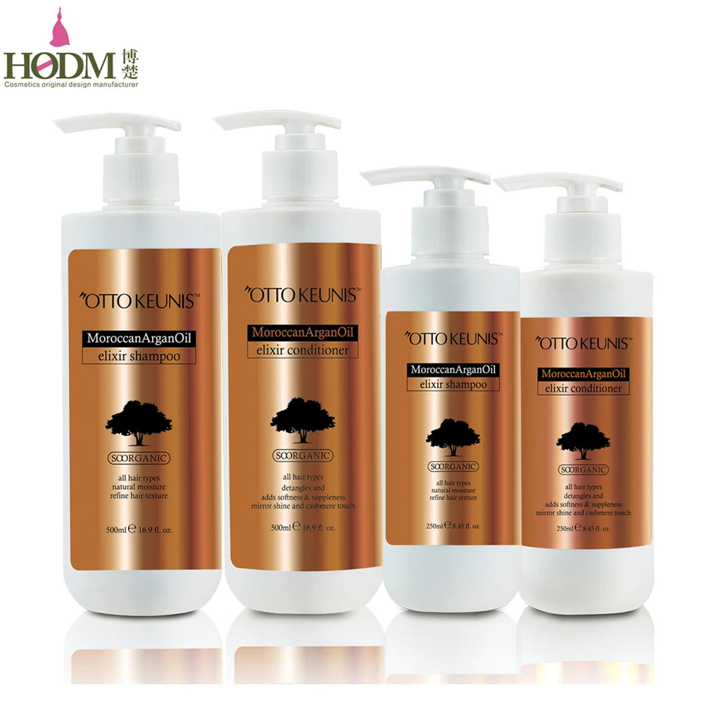 OEM Private Label Paraben Free Organic Argan Oil Anti-Dandruff Cream Nourishing Hair Shampoo and Conditioner Set for Adults