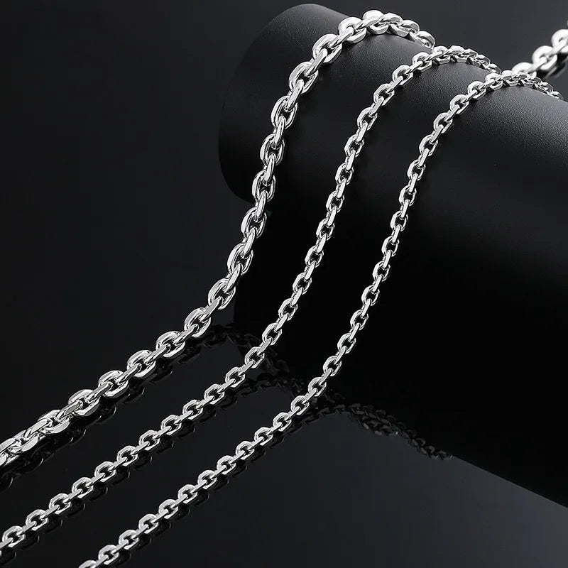 2023 Trending Jewelry and Accessories Solid 925 Sterling Silver Diamond Cut Oval Cable Chain for Men Women
