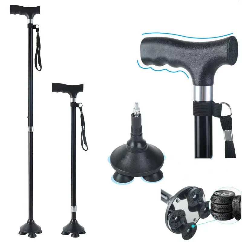Aluminum Telescopic Crutch Old Man Walking Stick Price Travel Cane Four Legs Walking Stick for Old