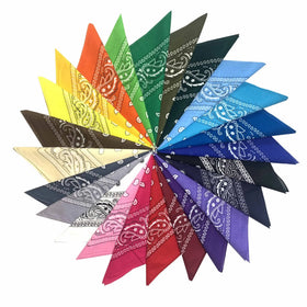 Wholesale Cotton Square Scarf and Handkerchiefs Custom Printed Paisley Pattern with Polyester Bandanas