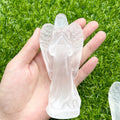 Wholesale Natural Selenite Angel Healing Stone Crystal Crafts Carved 12 cm Quartz Crystal Angel