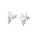 Real Silver 925 Fish Tale Stud Earrings with Pearl Ocean Jewelry for Women Gift