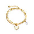Fashion Trendy Stainless Steel Chain Double Layers Heart Pendant Charm Bracelet Jewelry Women Bracelets