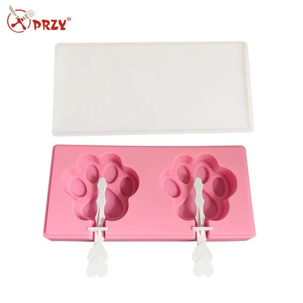 Silicone Ice Mold 2 Cavity Ice Tray Paw/flower Ice Cream Mould