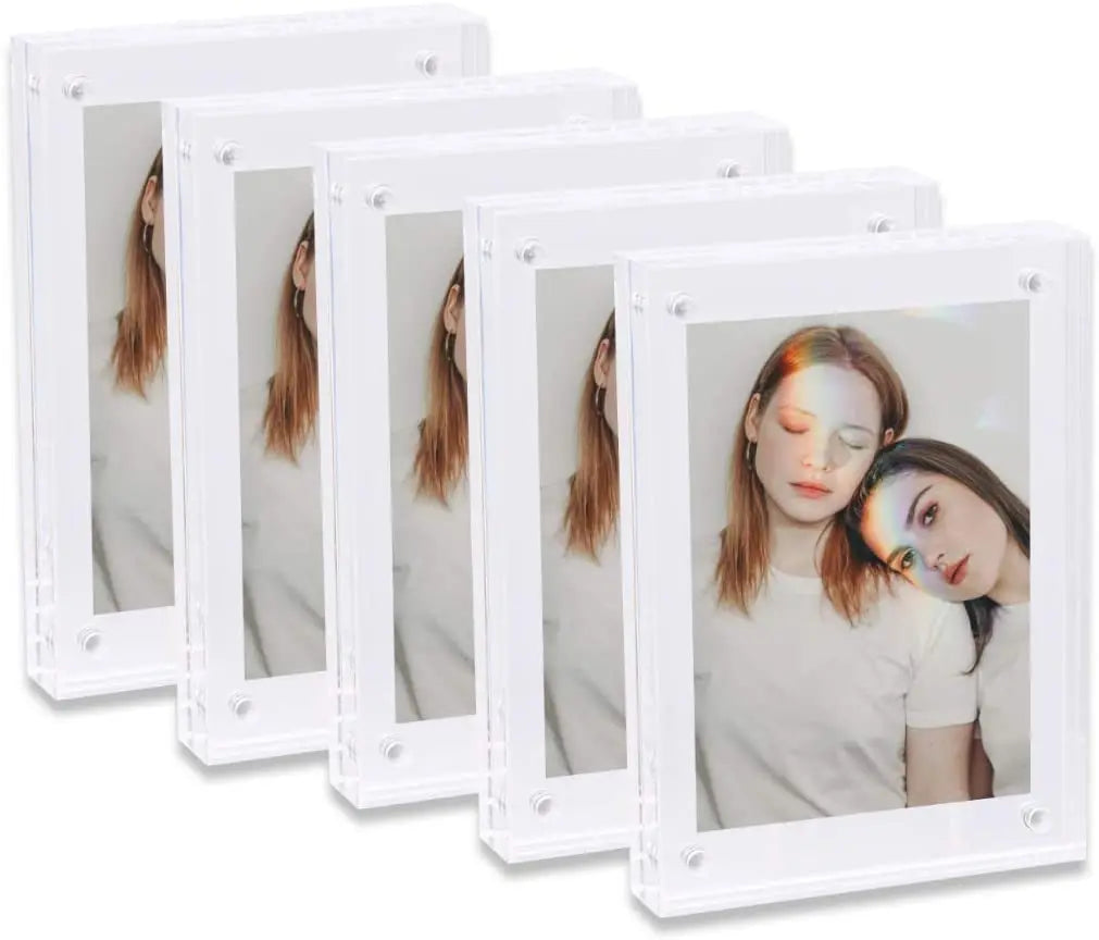 Acrylic Rectangular Photo Frame 4x6 Double-Sided Magnets for Wedding and Family Pictures