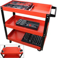 Tool Cart 330LBS Metal & Plastic 3 Tier Rolling with Wheels Heavy Duty Utility Cabinet Garage Storage