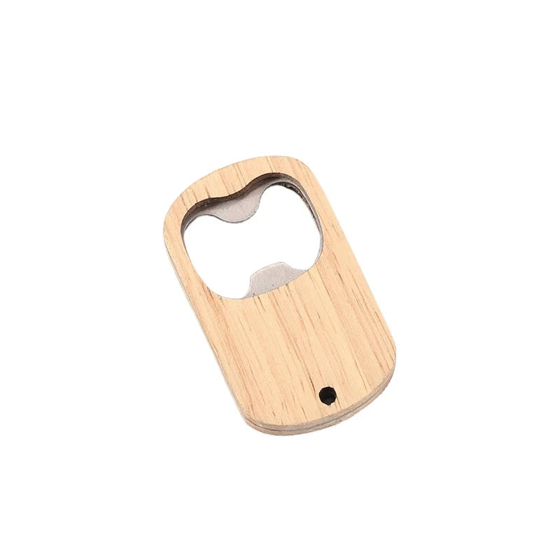 HOT NEW Wood Chain Custom Laser Engrave Beer Keychain Key Ring Print Design Logo Bottle Opener