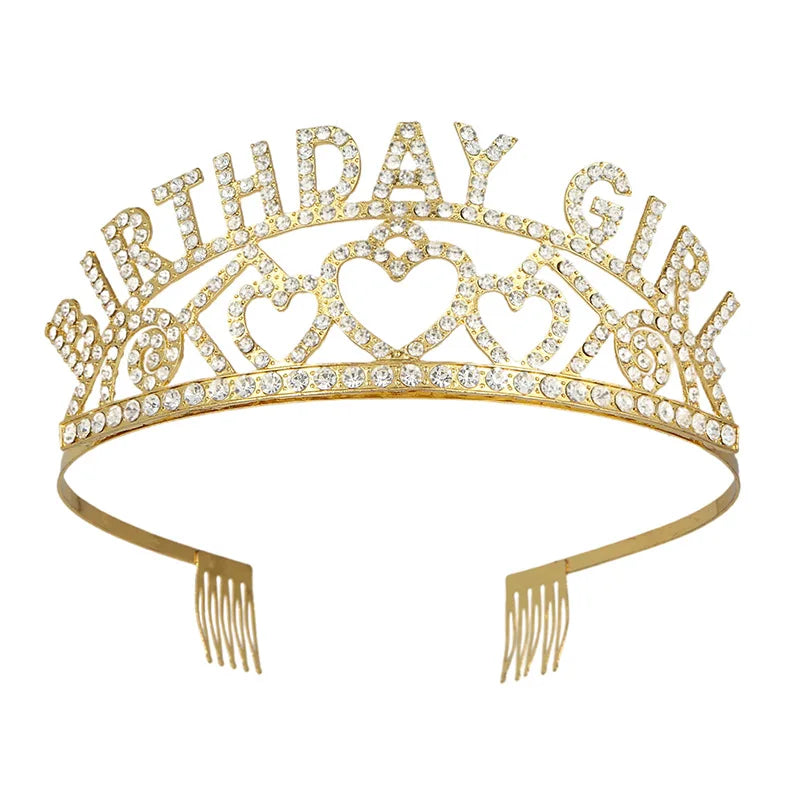 Wholesale Party Supplies Birthday  Tiara Crown Hair Accessories Rhinestone "Birthday GIRL" Tiara Crowns
