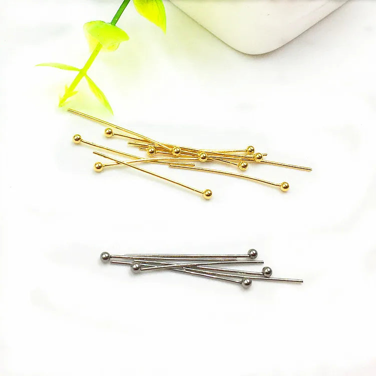 WHOLESALE BULK PRICE 304 Stainless Steel Ball HEAD Pin & NEEDLES JEWELRY Findings DIY  Accessories 18 K Gold Plated 15-50 Mmmm
