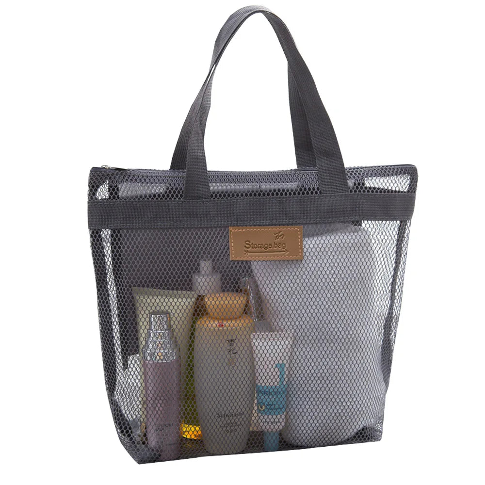 Designed Custom Mesh Storage Bag with Embossed Logo  Tote Makeup Bag Mesh Toiletry Cosmetic Bag Eco