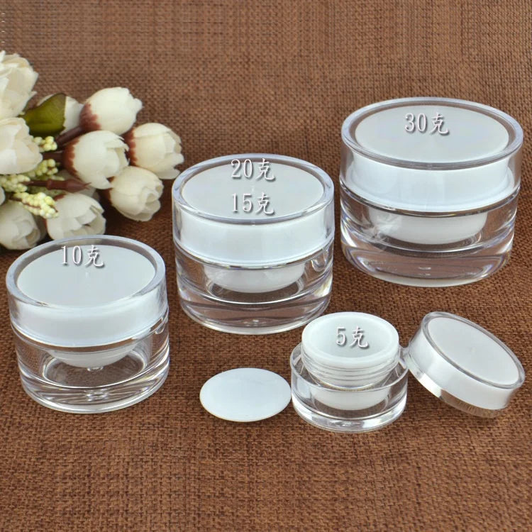 LZ Pack Stock 100pcs Wholesale Private Label Gold White Face Cream Jar 30g Acrylic Luxury Cream Jar With Lids