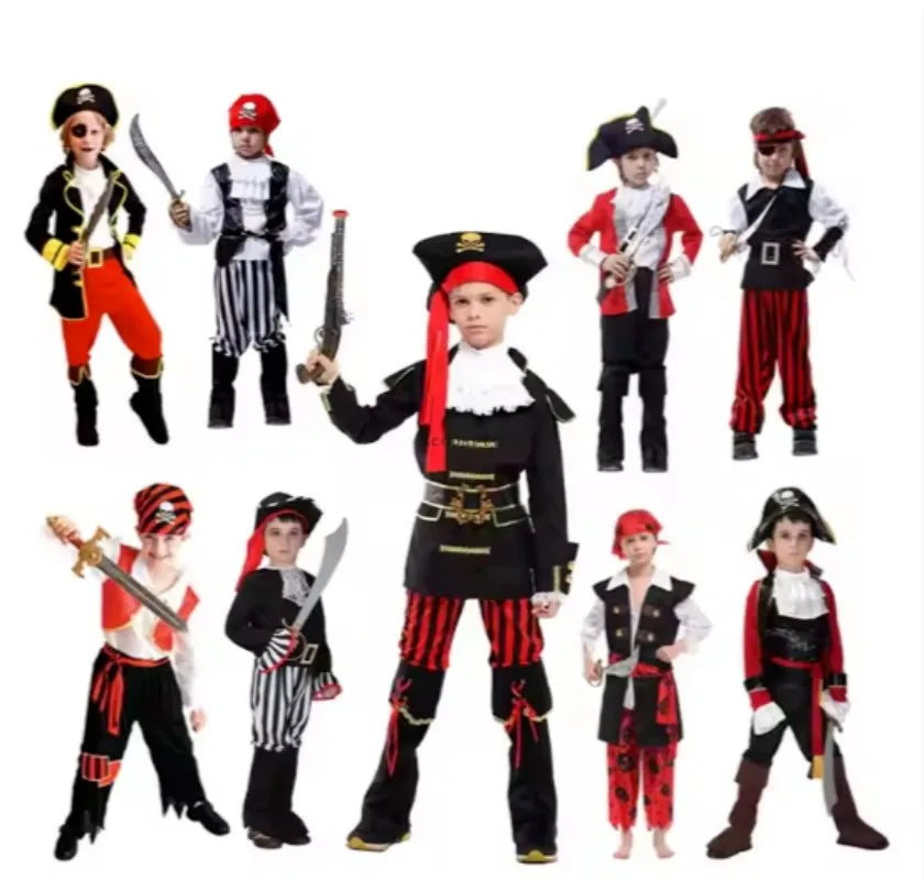 Wholesales Disfraz Children Carnival Pirate Costumes Boy's Pirate Cosplay Costumes Cheap Party Clothes for Kids Disguise