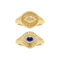 Wholesale Designer Demon Devil Eye Hand Jewelry Brass 18K Gold  Plated Sapphire Diamond Open Adjustable Women Finger Ring