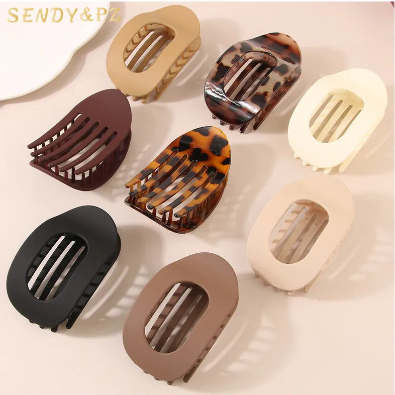New Hot Selling Flat Oval Plastic Matte Hair Clip 9.5cm Solid Color Frosted Hair Claw Tailcoat Claw Clip 11.5cm Hair Accessories