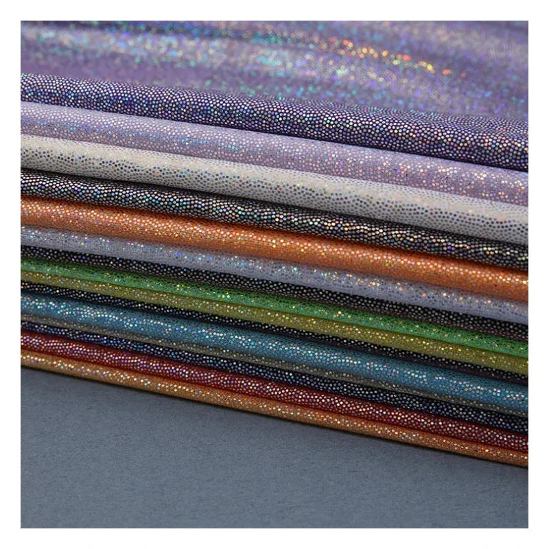 Glitter Stretchy Hologram Holographic Rainbow Shiny Dots Colorful Polyester Spandex Fabric