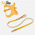 SinSky Custom Personalized Design PU Leather Step in Puppy Small Dog Harness and Leash Set with Soft Neoprene Handle