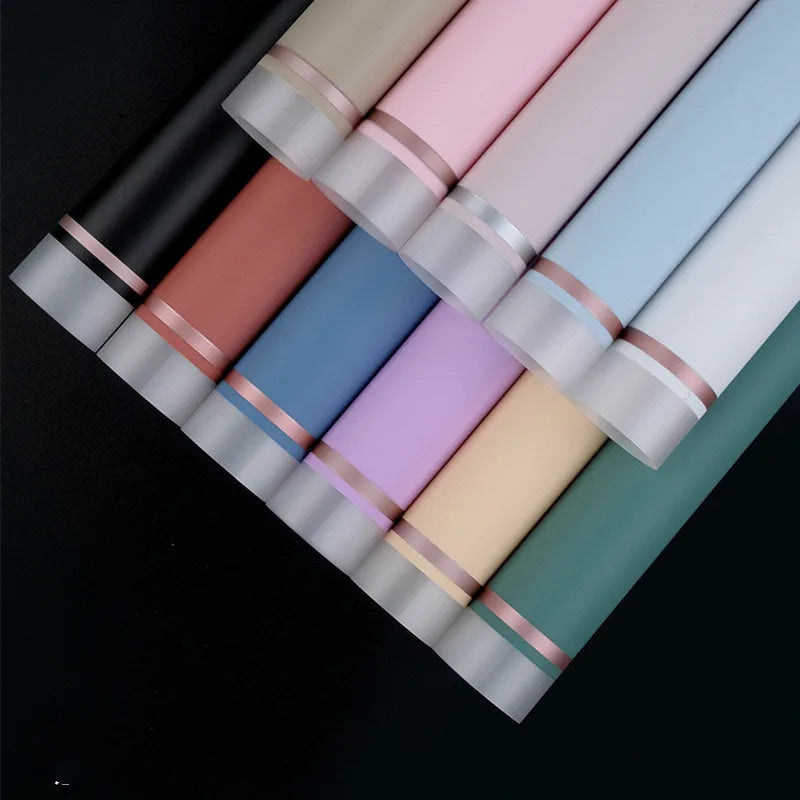High Performance Korean Luxury Plastic Gold Edge Waterproof Sheets Packaging Wrap Paper for Flower Bouquet