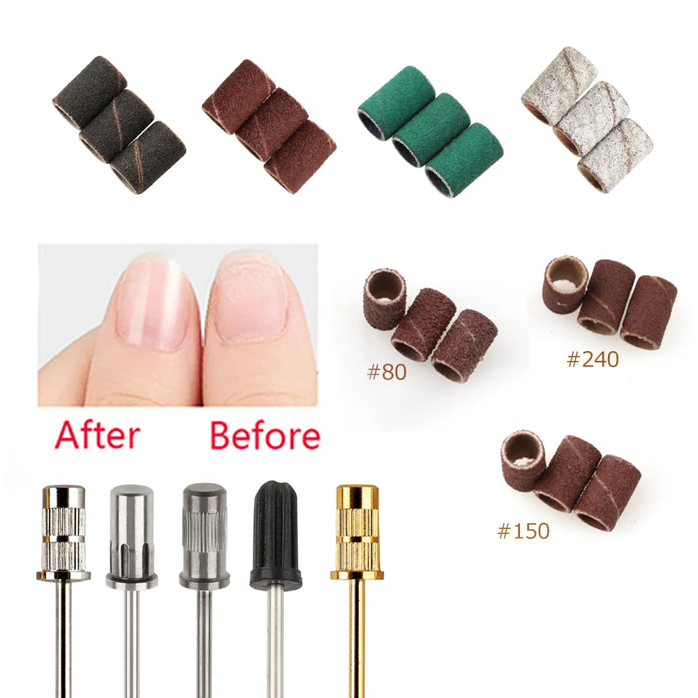 80#150#240# Mandrel Manicure 100pcs Per Bag Colour Purple Sanding Bands for Nail Drill Bits