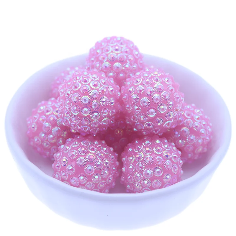 Wholesale 20mm Colorful Jewelry Chunky Resin Rhinestone Crystal Disco Pave Ball Beads