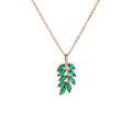 Super Bling Cubic Zirconia Stone Leaves Pendant Necklace 18K Gold Plated Stainless Steel Green Crystal Leaf Shape Necklace
