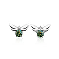 New Design Fashion 925 Sterling Silver White Green 50 Point Mossianite Bee Shape Stud Earrings for Girls