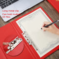 Red Custom Made PU File FoldersBlack Leather A4 Signature Folder With Strong Lever Clip