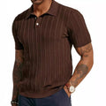 Men's Summer Fashion New Short-Sleeved V-Neck for Polo Shirt Cool Breathable Casual Top with Solid Knitted Design Solid Color MegaBDM
