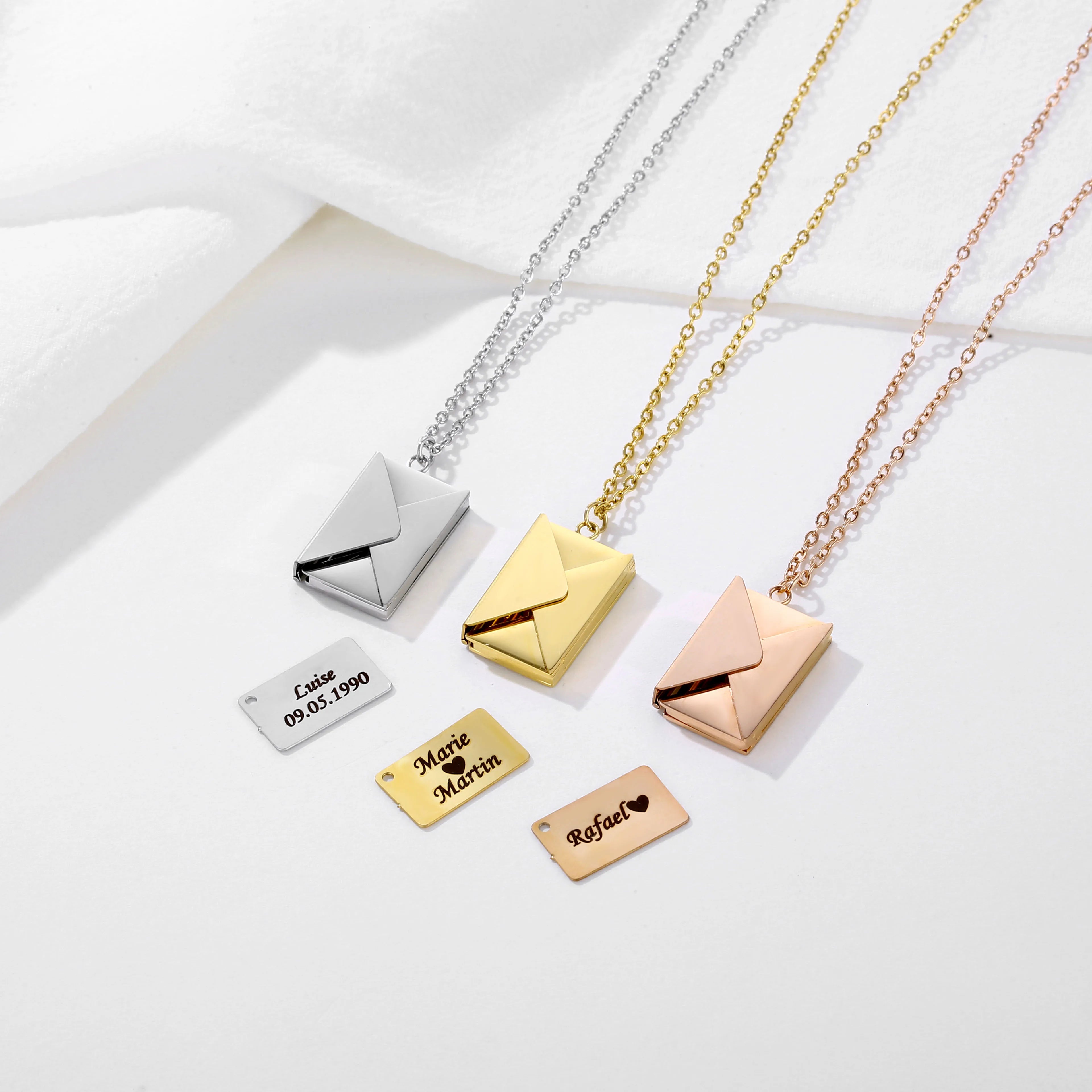 Wholesale Stainless Steel Envelope Love Letter Pendant Necklace for Women