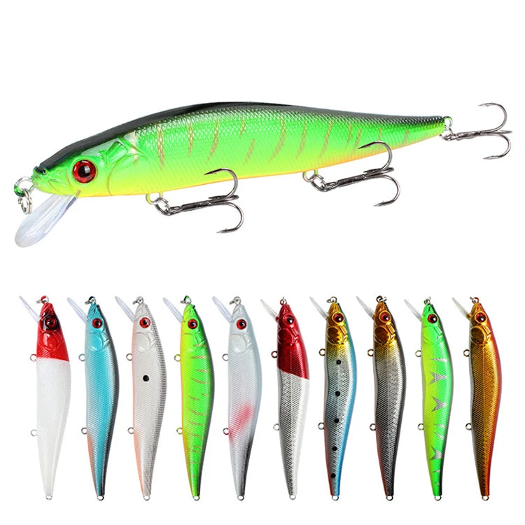 WEIHE 14cm 23g  Painting Fishing Lure Hard Bait Balancer 10 Color Fishing Tackle Treble Hook