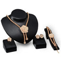 4 Piece Fashion Jewelry Sets Luxury African Flower Saudi 18K Gold Plated Dubai Crystal Wedding Gift Bridal Women Jewelry Set