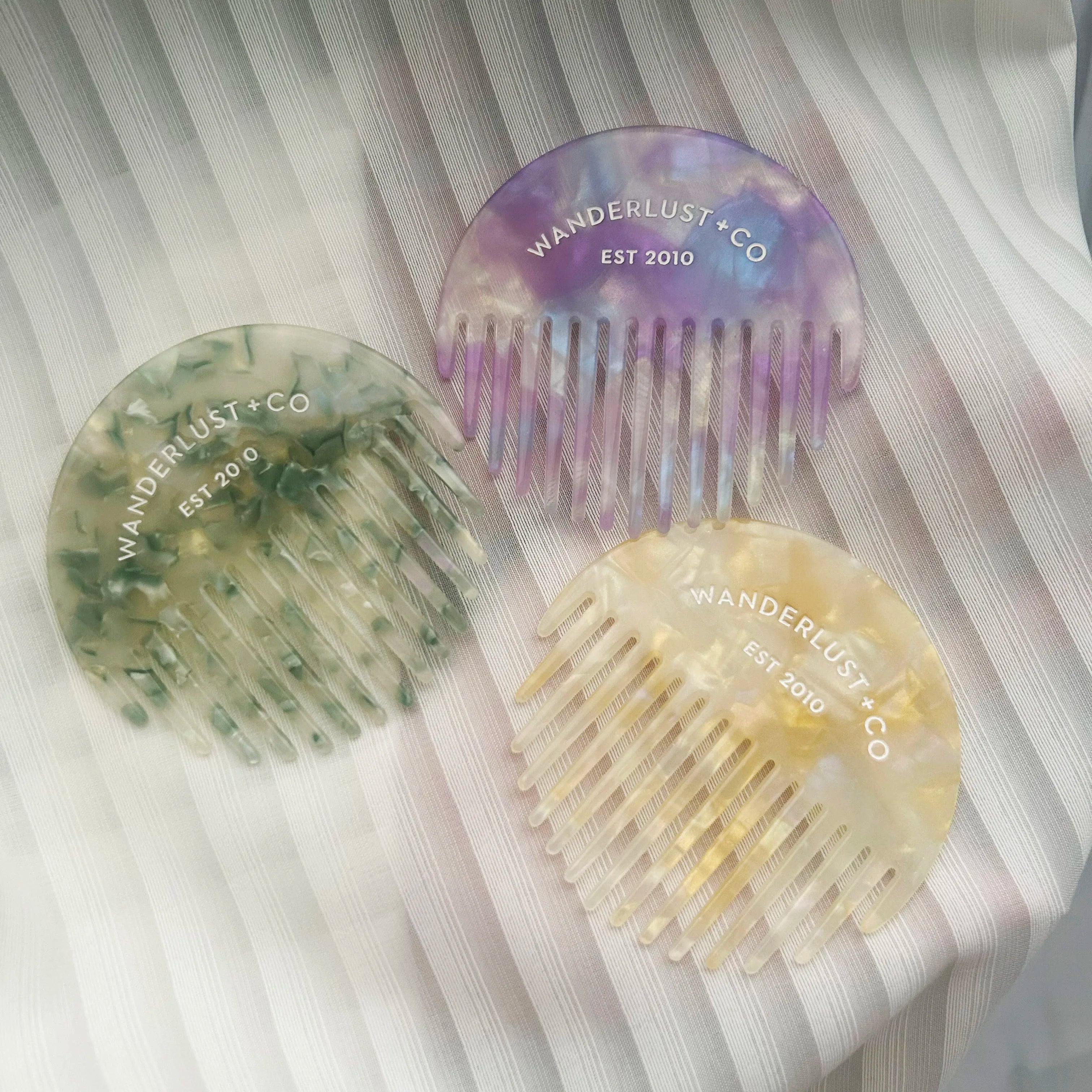 SAIYII New Arrival Custom Shape Cellulose Acetate Hair Comb Accessories Marble 2.5MM Thickness Women Wide Tooth Round Comb
