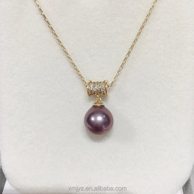 Certified Exquisite Demon Purple Edison Natural Freshwater Pearl Pendant 18K Gilded Small Waist Necklace Jewelry
