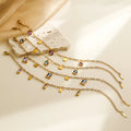 Luxury Women's Waterproof Stainless Steel Bracelet with Colorful Zircon Pendant Non-Fading Wedding Fashion Jewelry Gift
