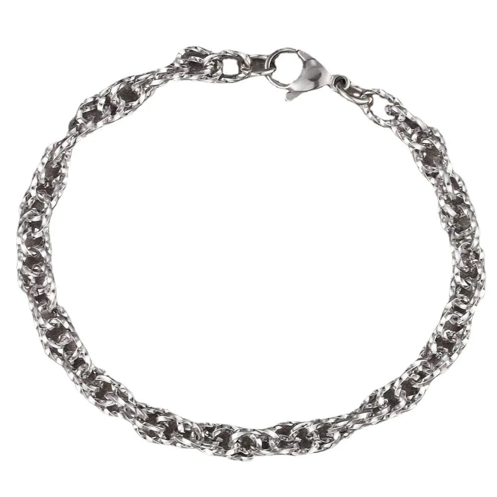Europe's Best Selling Unisex Stainless Steel Gold Plated Twisted Double Woven Chain Anniversary Bracelet Jewelry Wire-Bound