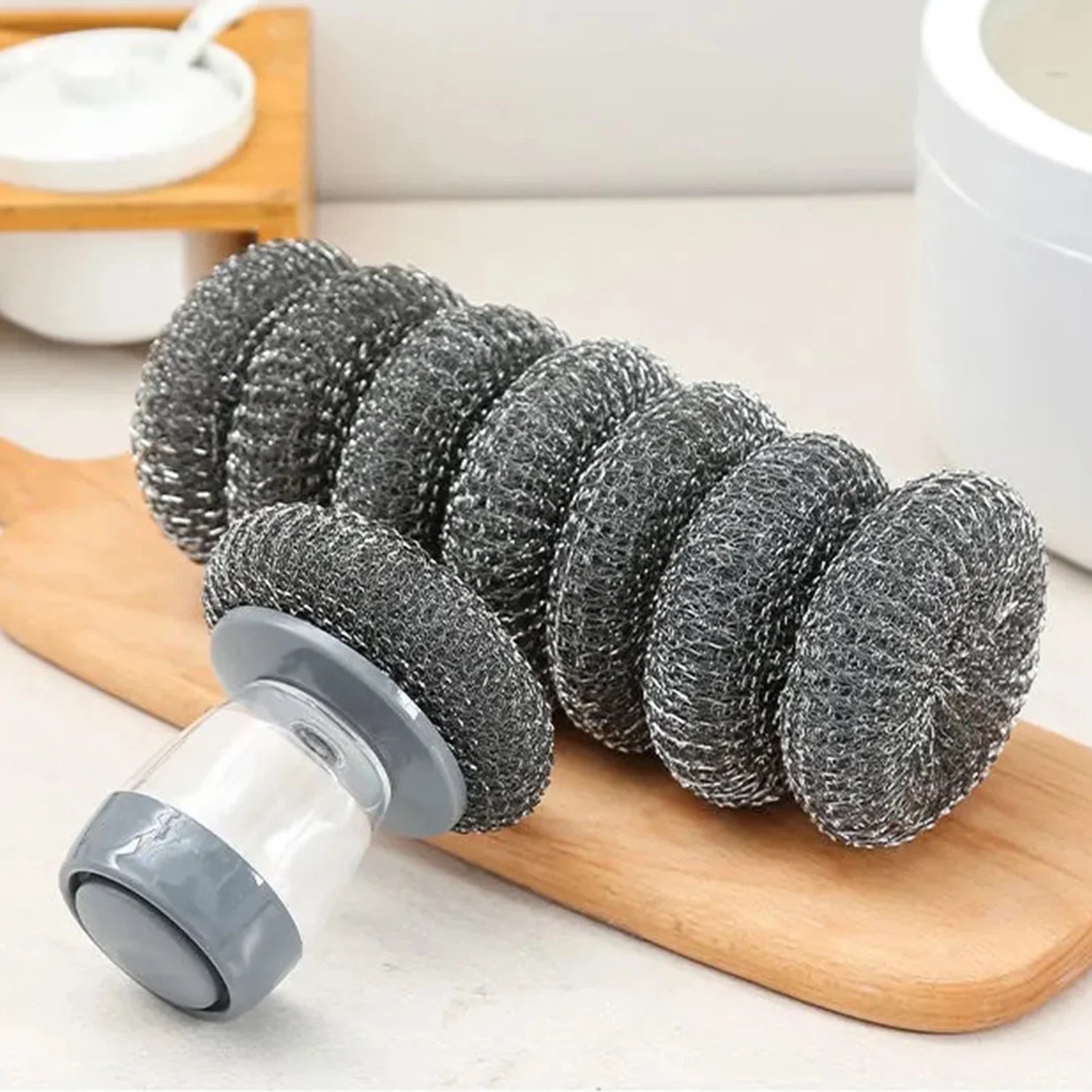 2024 Liquid Soap Dispensing Palm Brush Plastic Pot Scrubber Dish Brush With Soap Dispenser