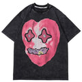 2023 Men Hip Hop Washed T-shirt Streetwear Funny Heart Monster Print T Shirt Harajuku Short Sleeve Tops Cotton Casual Tshirt