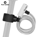 WEST BIKING Bicycle Cable Lock Portable Anti-Theft Bike Wire Lock With 2 Keys E-Bike Scooter Motorcycle Safety Lock