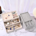 Acrylic Jewelry Box Transparent Jewelry Trinket Box Three Layer Drawer Jewelry Storage Box Flannelette Ring Tray