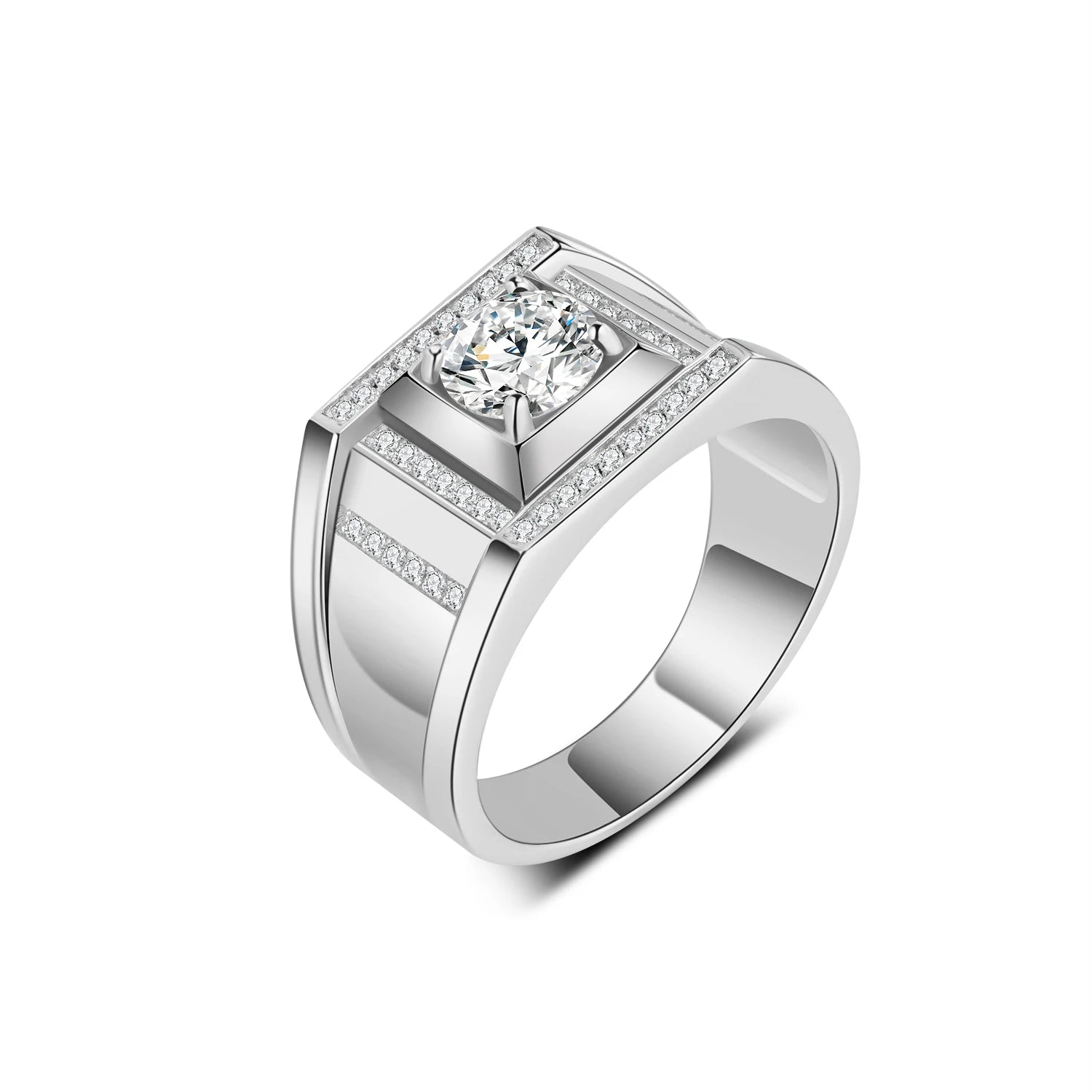 YBO Wholesale Custom 925 Sterling Silver Fine Rings for Men VVS Moissanite 4A Zircon Diamond Gemstone Wedding Bands for Couples