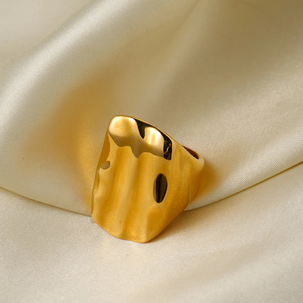 New Style Fashion Classic Texture Snake Design Layer 18K Gold Plated Plated Stainless Steel Opening Rings