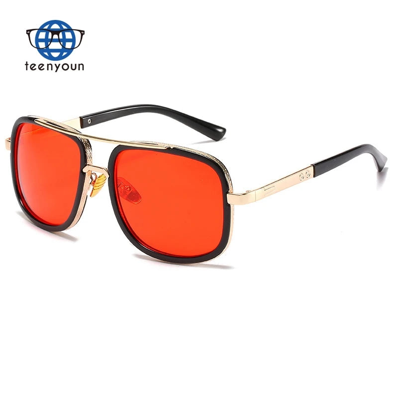 Teenyoun Cool Square Pilot Style Rivets Ditaeds Sunglasses Women Tint Gradient Brand Design Sun Glasses Oculos De Sol UV400
