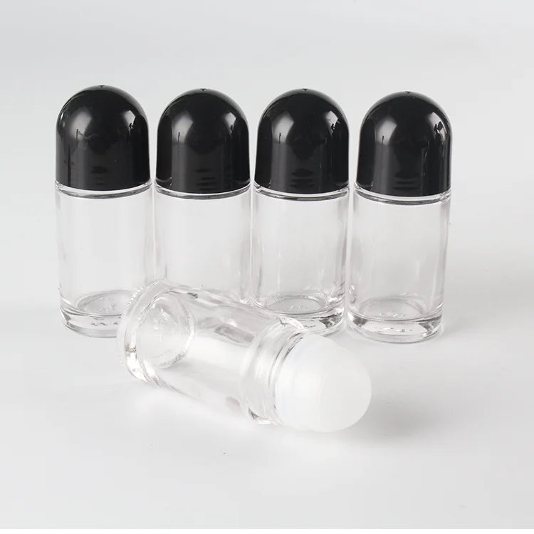 50ml Classical Glass Deodorant Roll on Bottles With Roller Ball and Plastic Cap