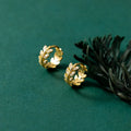 Daidan Stock Cz Huggie18K Plated 925 Sterling Silver Hoop Plant Leaf Shaped Earring