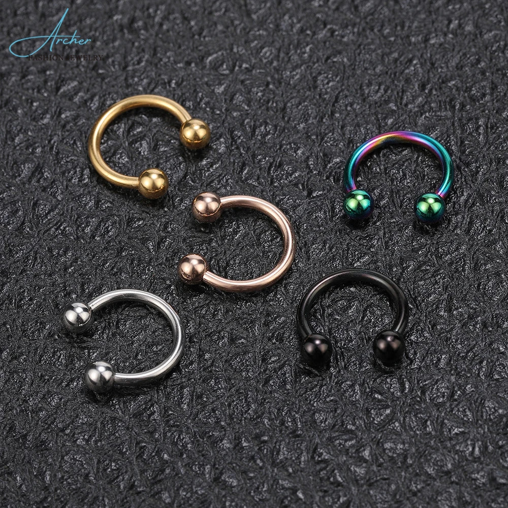 Circular Horseshoe & Septum Ring Fashionable Stainless Steel Nose Hoops and Tragus Piercing Jewelry for Men and Women for Gift